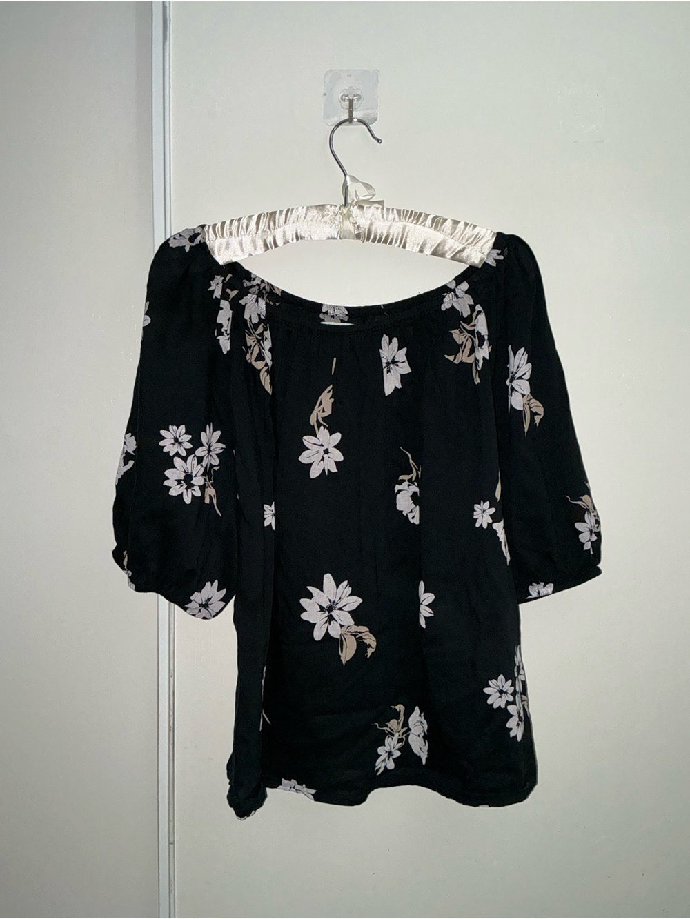 Sonoma Black Floral Off-Shoulder Peasant Blouse
